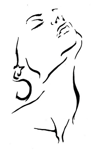 expressive line drawing of woman